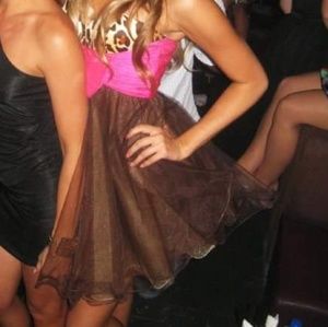 Sherri Hill pink leopard cocktail dress